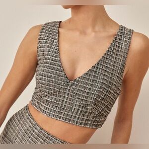 Reformation Zuri Top- in Black Tweed